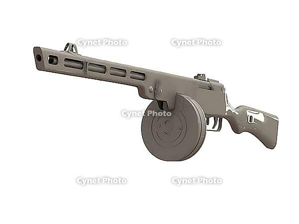 3d render of a PPSh-41 Pistolet-Pulemyot Shpagina submachine gun isolated on white [IBR124036406]