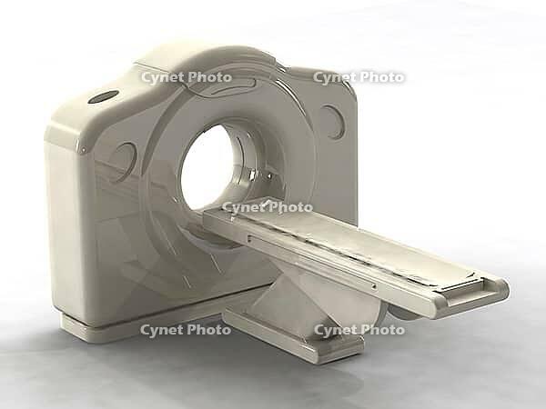 3d render of a computed axial tomography ct or cat scanner. Scans are made by the computation of tomography from X-ray images [IBR124036417]