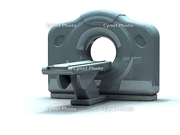 3d render of a computed axial tomography ct or cat scanner. Scans are made by the computation of tomography from X-ray images [IBR124036418]