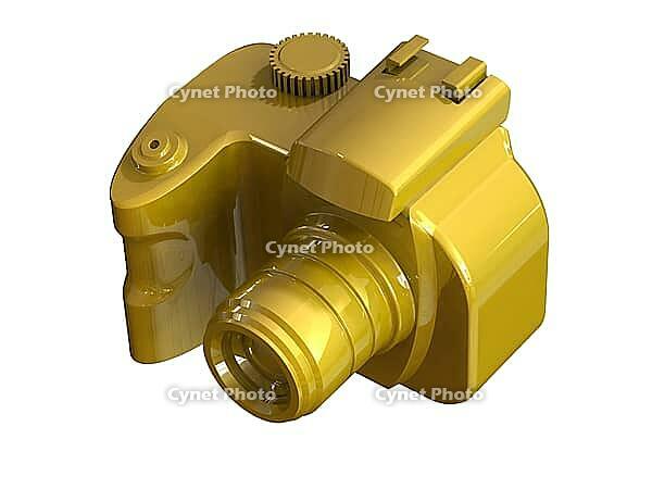 3d render of DSLR camera isolated on white background viewed from front [IBR124036419]