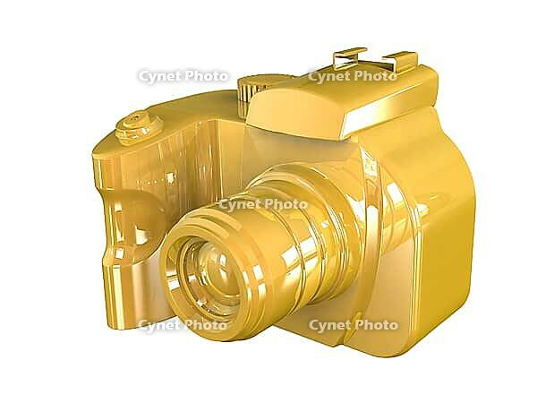 3d render of DSLR camera isolated on white background viewed from front [IBR124036438]