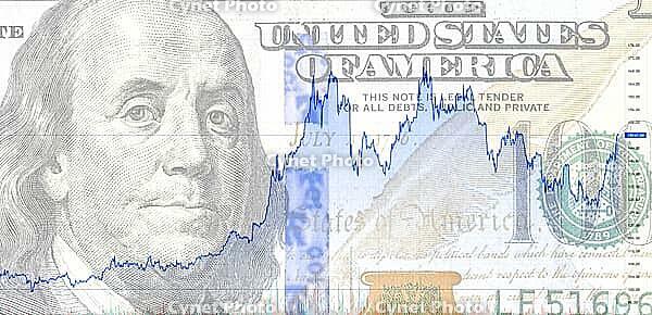 Graph rate chart against the background of american dollar banknote. Business concept [IBR124036440]