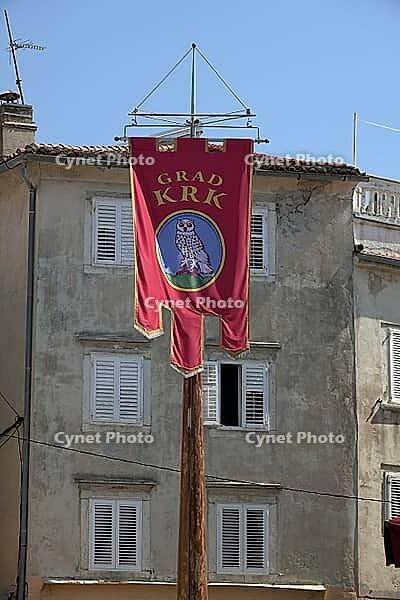 Flag on the market square in Krk, City [IBR124051679]