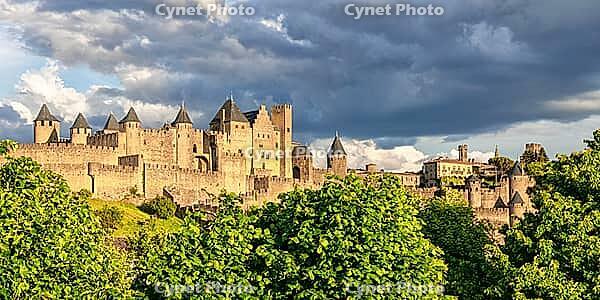 Medieval town of Carcassonne at sunset, France [IBR124072698]