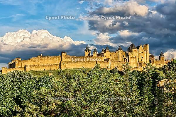 Medieval town of Carcassone at sunset, France [IBR124072700]