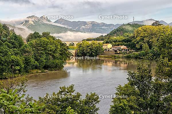 Sisteron in early morning in august, France [IBR124072702]