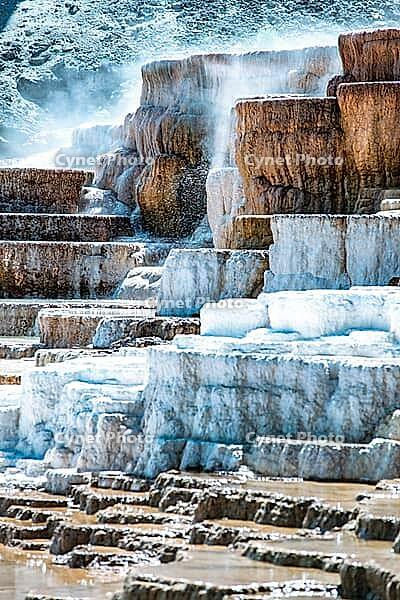 Travertine Terraces, Mammoth Hot Springs, Yellowstone [IBR124083603]