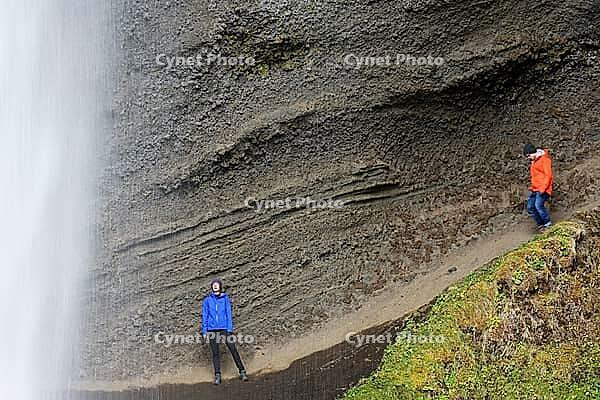 Tourists at Kvernufoss Waterfall, Skogafoss, South Iceland, Iceland [IBR124192756]