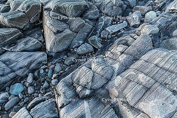 Rock structures on the coast, Söröya, Finnmark, Norway, February 2019 [IBR124200482]
