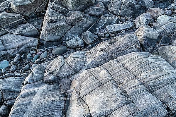 Rock structures on the coast, Söröya, Finnmark, Norway, February 2019 [IBR124200483]