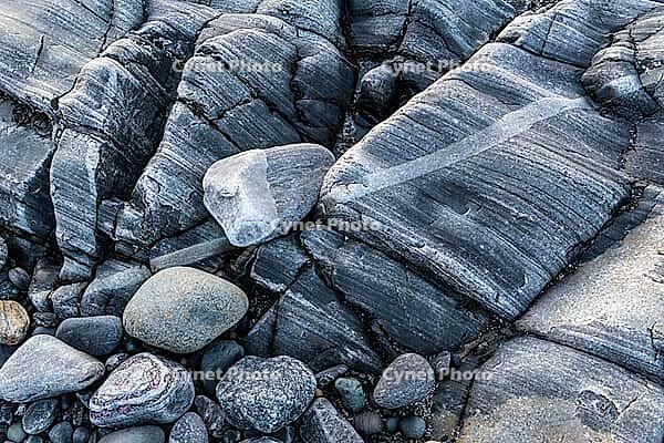 Rock structures on the coast, Söröya, Finnmark, Norway, February 2019 [IBR124200484]