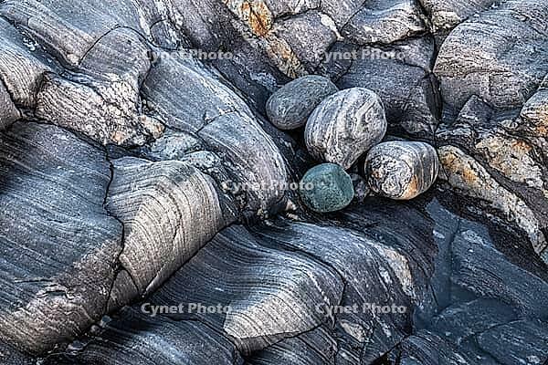 Rock structures on the coast, Söröya, Finnmark, Norway, February 2019 [IBR124200486]