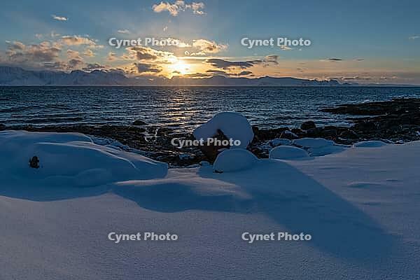 View from Söröya across the Norwegian Sea to Loppa, Finnmark, Norway, February 2019 [IBR124200487]
