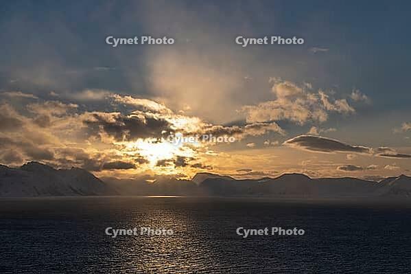 View from Söröya across the Norwegian Sea to Loppa, Finnmark, Norway, February 2019 [IBR124200488]