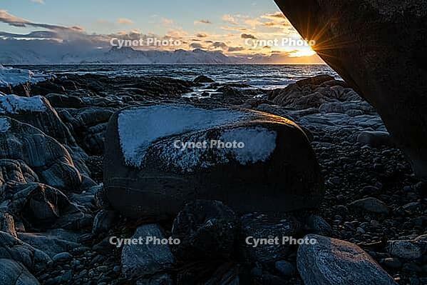 View from Söröya across the Norwegian Sea to Loppa, Finnmark, Norway, February 2019 [IBR124200490]