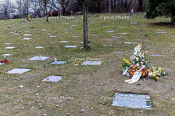 Cemetery on the meadow with urns and tombstones and in the background the graves of Krizevi Biberach, Biberach an der Riß, Upper Swabia, Baden-Württemberg, Germany [IBR124200509]