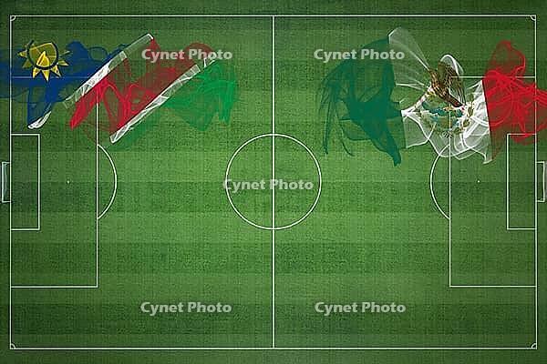 Namibia vs Mexico Soccer Match, national colors, national flags, soccer field, football game, Competition concept, Copy space [IBR124240898]