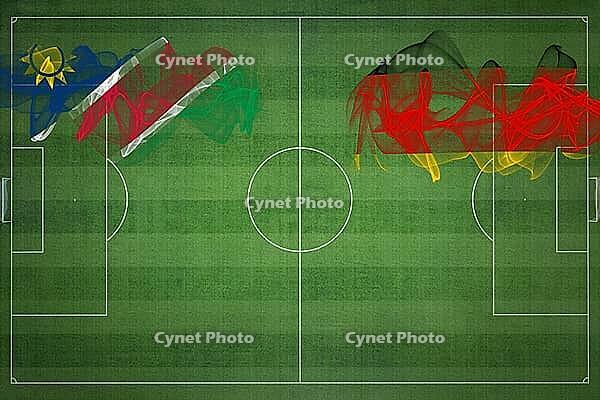 Namibia vs Germany Soccer Match, national colors, national flags, soccer field, football game, Competition concept, Copy space [IBR124240903]
