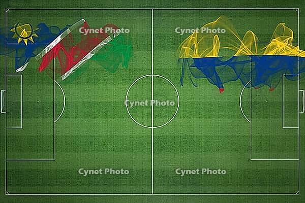 Namibia vs Colombia Soccer Match, national colors, national flags, soccer field, football game, Competition concept, Copy space [IBR124240906]