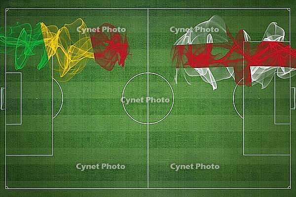 Mali vs England Soccer Match, national colors, national flags, soccer field, football game, Competition concept, Copy space [IBR124240967]