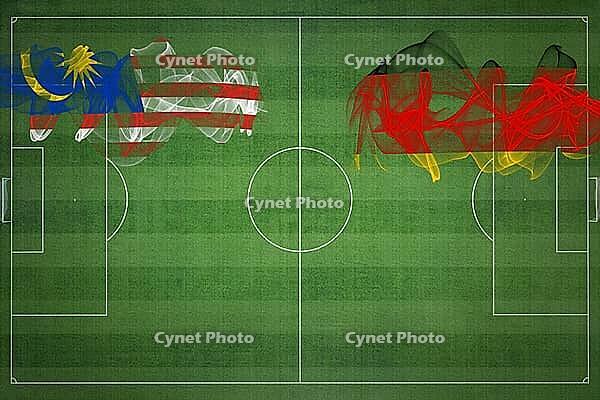 Malaysia vs Germany Soccer Match, national colors, national flags, soccer field, football game, Competition concept, Copy space [IBR124240975]