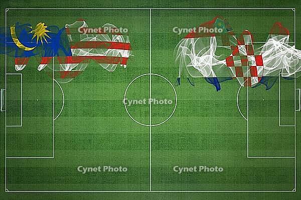 Malaysia vs Croatia Soccer Match, national colors, national flags, soccer field, football game, Competition concept, Copy space [IBR124240979]