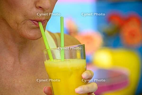 Portrait of mature beautiful tourist woman at the restaurant [IBR124309005]
