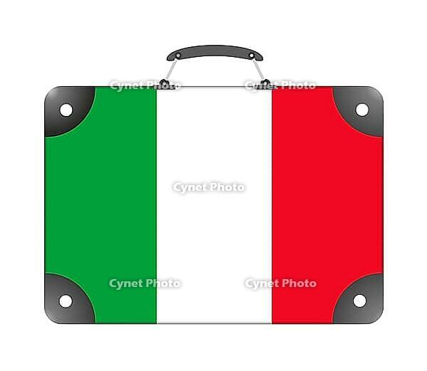 Italy flag in the form of a travel suitcase on a white background - illustration [IBR124351700]