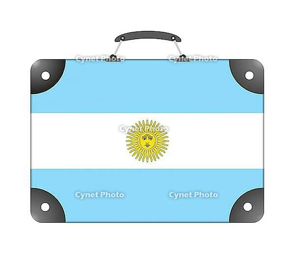 Argentina country flag in the form of a travel suitcase on a white background - illustration [IBR124351704]