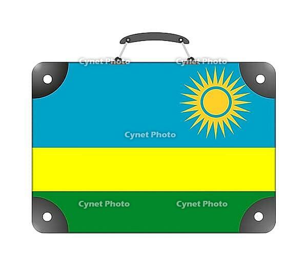 Rwanda country flag in the form of a travel suitcase on a white background - illustration [IBR124351707]