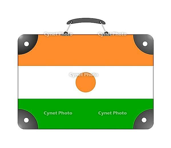 Niger country flag in the form of a travel suitcase on a white background - illustration [IBR124351709]
