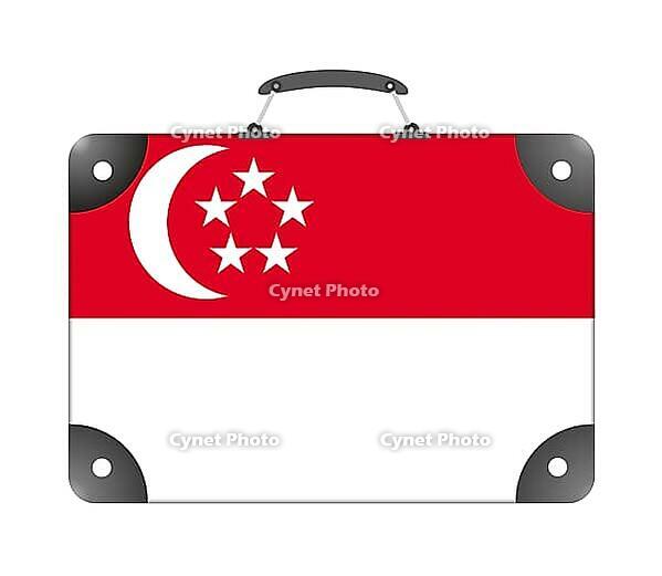 Singapore country flag in the form of a travel suitcase on a white background - illustration [IBR124351710]