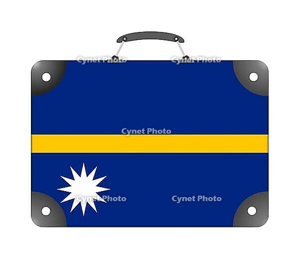 Nauru country flag in the form of a travel suitcase on a white background - illustration [IBR124351712]