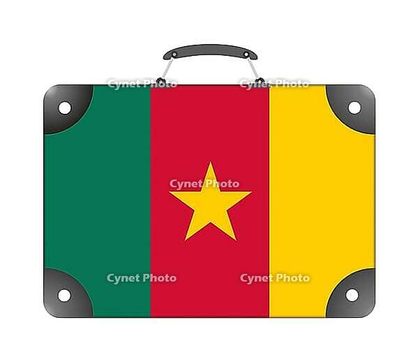 Cameroon country flag in the form of a travel suitcase on a white background - illustration [IBR124351713]