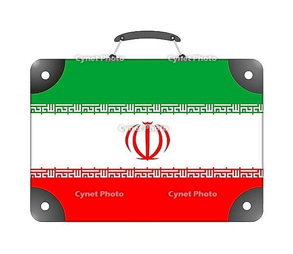 Iran flag in the form of a travel suitcase on a white background - illustration [IBR124351714]