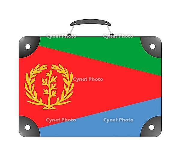 Eritrea country flag in the form of a travel suitcase on a white background - illustration [IBR124351715]