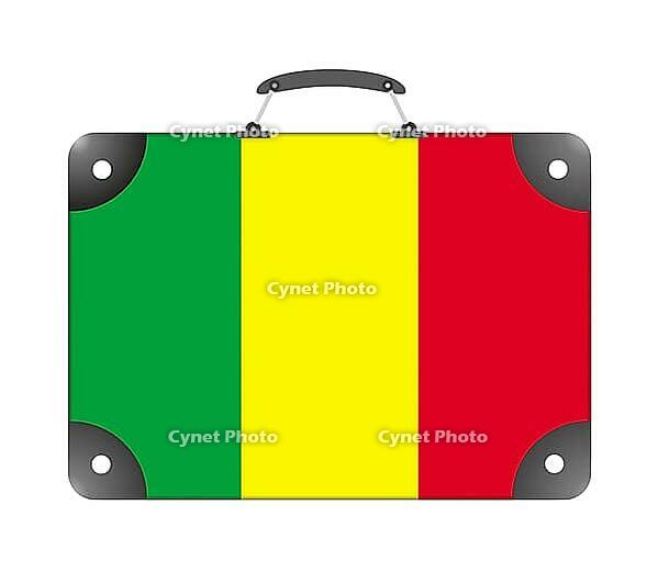 Mali country flag in the form of a travel suitcase on a white background - illustration [IBR124351717]