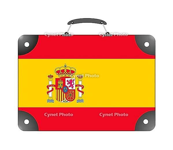 Spain country flag in the form of a travel suitcase on a white background - illustration [IBR124351718]