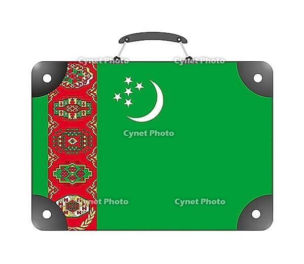 Flag of the country of Turkmenistan in the form of a travel suitcase on a white background - illustration [IBR124351726]