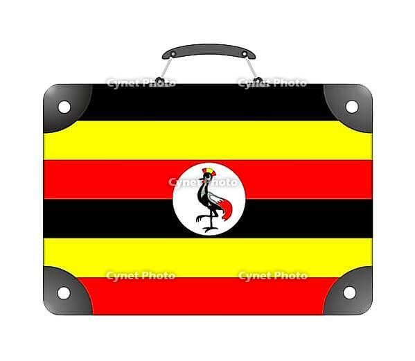 Uganda country flag in the form of a travel suitcase on a white background - illustration [IBR124351727]