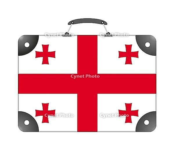 Georgia flag in the form of a travel suitcase on a white background - illustration [IBR124351728]