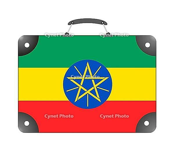 Ethiopia flag in the form of a travel suitcase on a white background - illustration [IBR124351732]