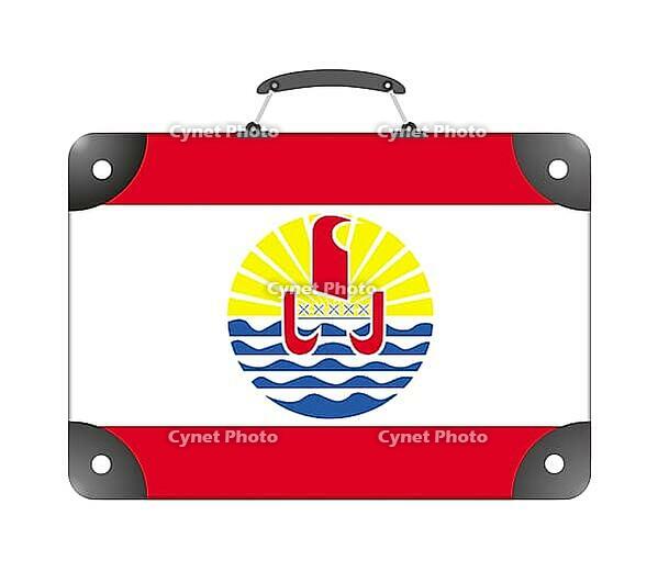 Flag of the country of Polynesia in the form of a travel suitcase on a white background - illustration [IBR124351733]