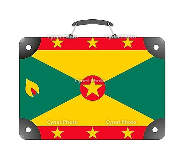 Flag of the country of Grenada in the form of a suitcase for travel on a white background - illustration [IBR124351735]