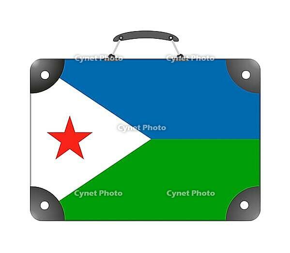 Djibouti country flag in the form of a travel suitcase on a white background - illustration [IBR124351738]