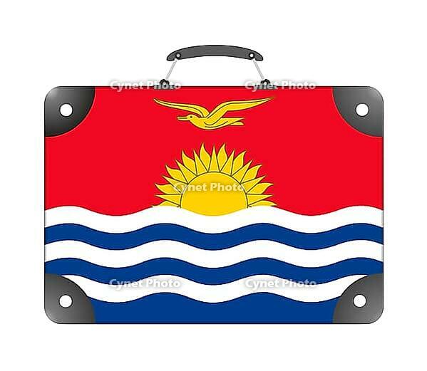 Kiribati flag in the form of a travel suitcase on a white background - illustration [IBR124351745]