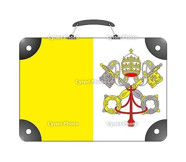 Vatican country flag in the form of a travel suitcase on a white background - illustration [IBR124351746]