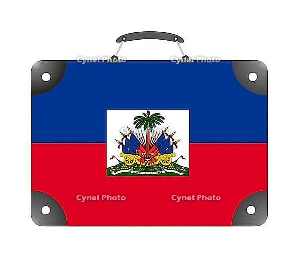 Haiti country flag in the form of a travel suitcase on a white background - illustration [IBR124351748]