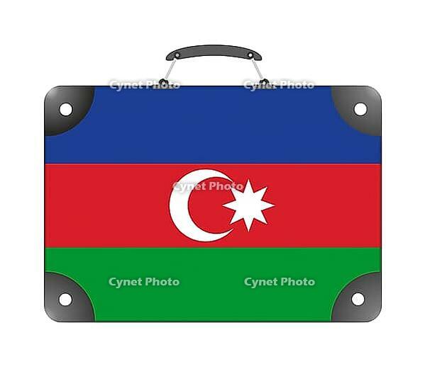 Flag of the country of Azerbaijan in the form of a suitcase for travel on a white background [IBR124351751]