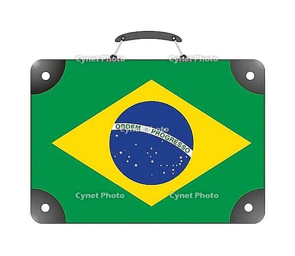 Brazil country flag in the form of a travel suitcase on a white background [IBR124351753]